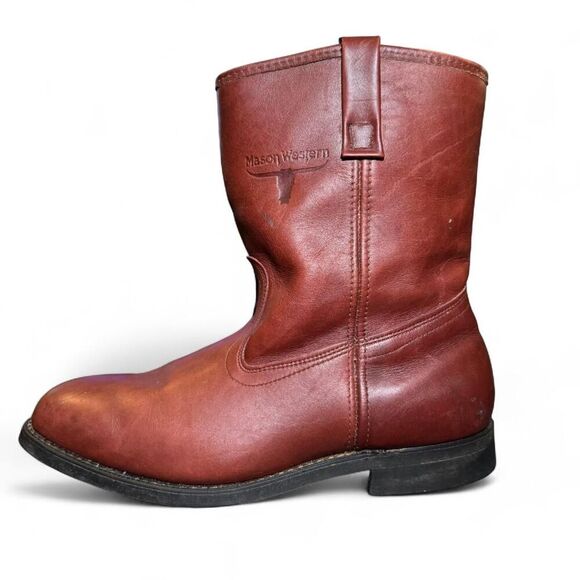 Mason Western Men's Brown Leather Western Work Boots w/ Vibram Soles Sz 9.5EE - Picture 1 of 8